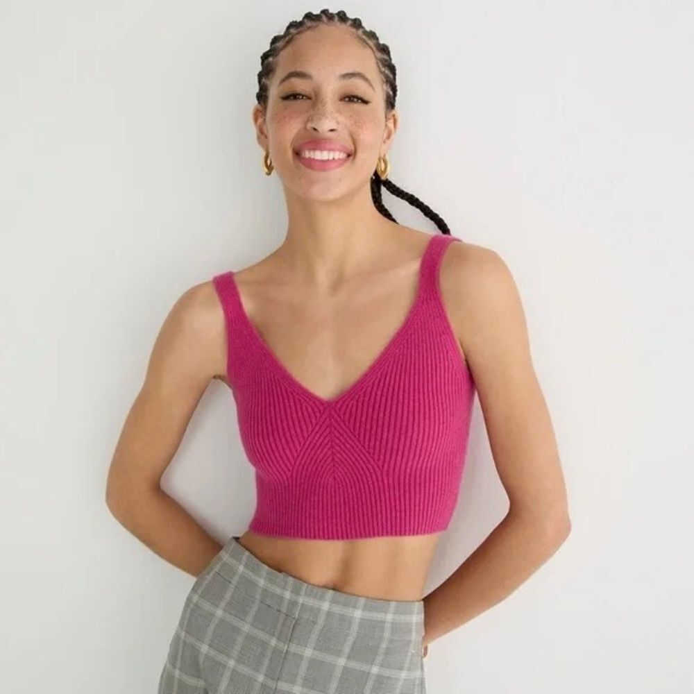 J.Crew Cashmere-blend cropped sweater-tank Small